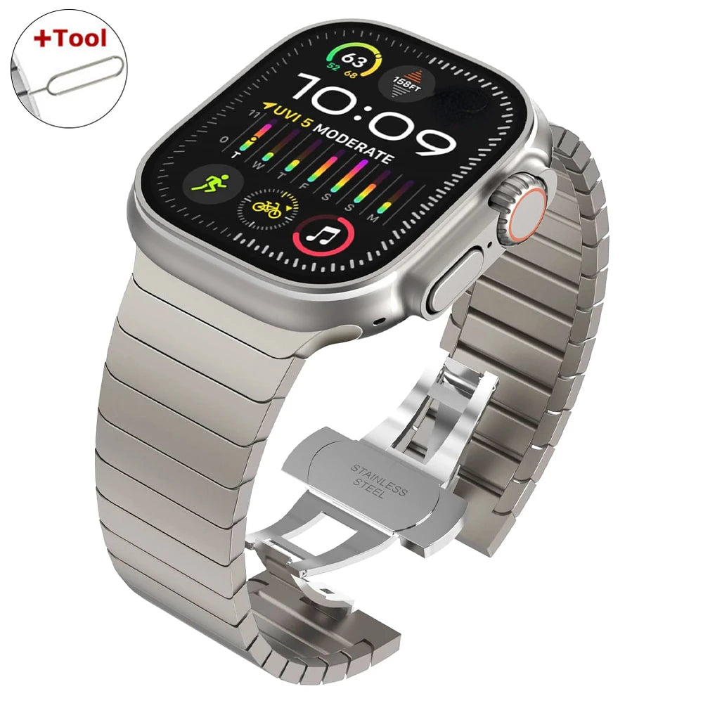 Ultra Titanium Stainless Steel Band for Apple Watch 10–4, 49mm–44mm