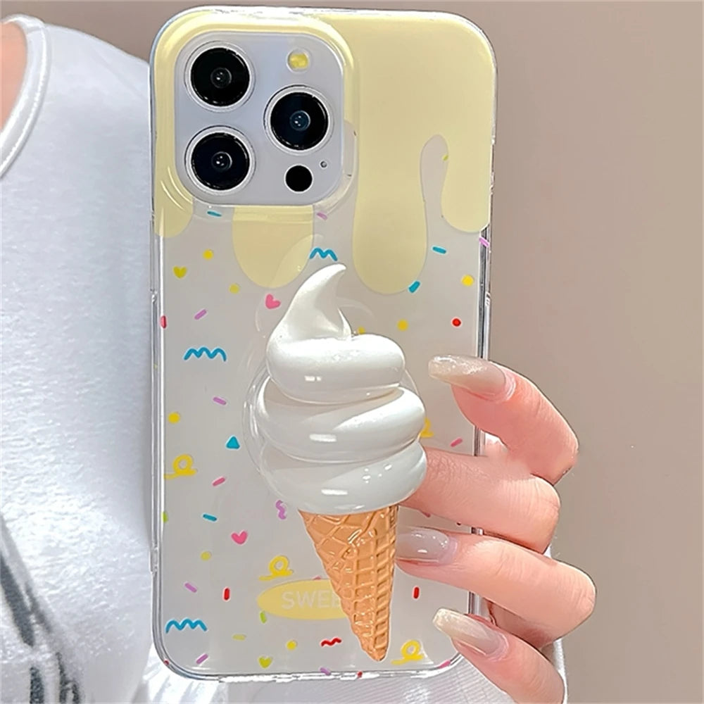 Cute 3D Ice Cream Folding Finger Ring Holder - Phone Grip & Stand