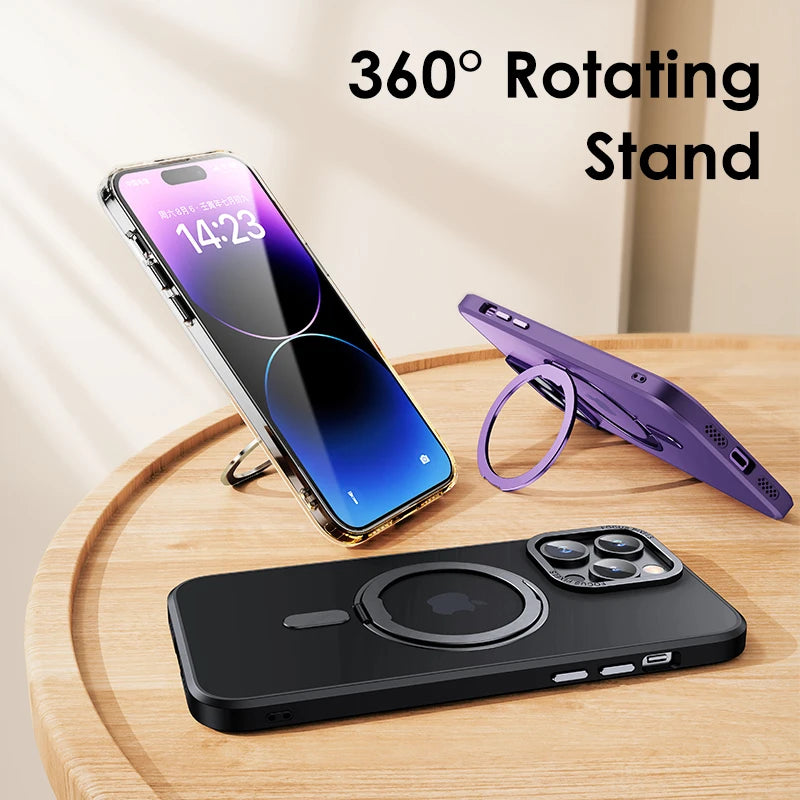 Luxury Magnetic Stand Case with Ring Holder for iPhone 11β13 Pro Max