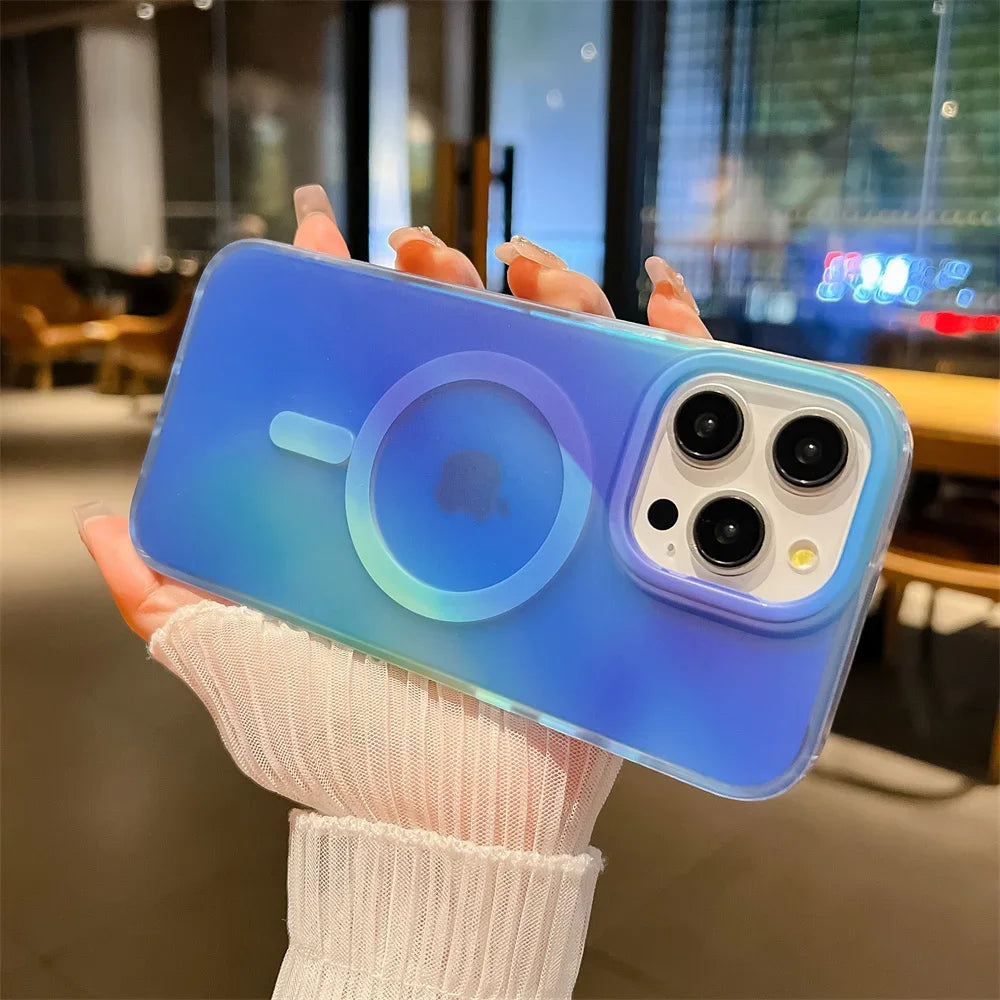 Aurora Gradient Matte MagSafe Case for iPhone 13 14 Pro Max Plus Shockproof