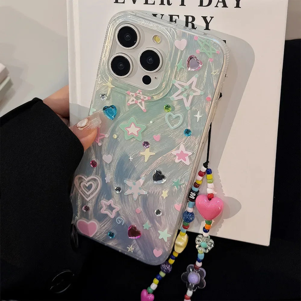 Colorful Stars Glitter Phone Case for iPhone 11–16 Pro Max – Cute & Shockproof