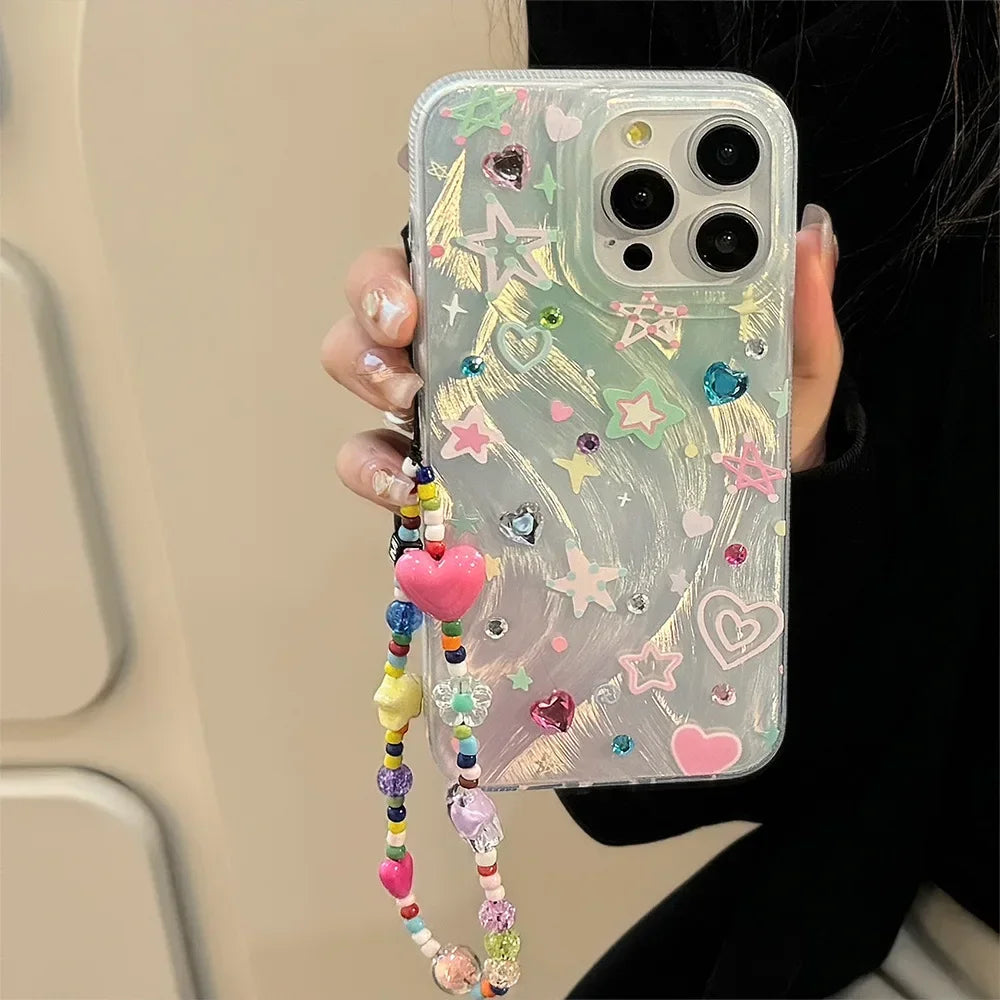 Colorful Stars Glitter Phone Case for iPhone 11–16 Pro Max – Cute & Shockproof