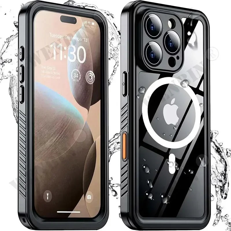 IP68 Waterproof MagSafe Case for iPhone 16 15 14 Pro Max Plus Diving Cover