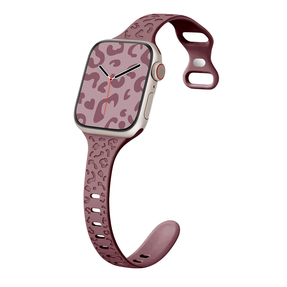 Engraved Slim Silicone Band for Apple Watch Series 9/8/7/6/SE/Ultra