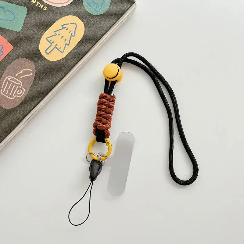 Universal Braided Phone Lanyard with Patch – Wrist Strap & Keychain Cord