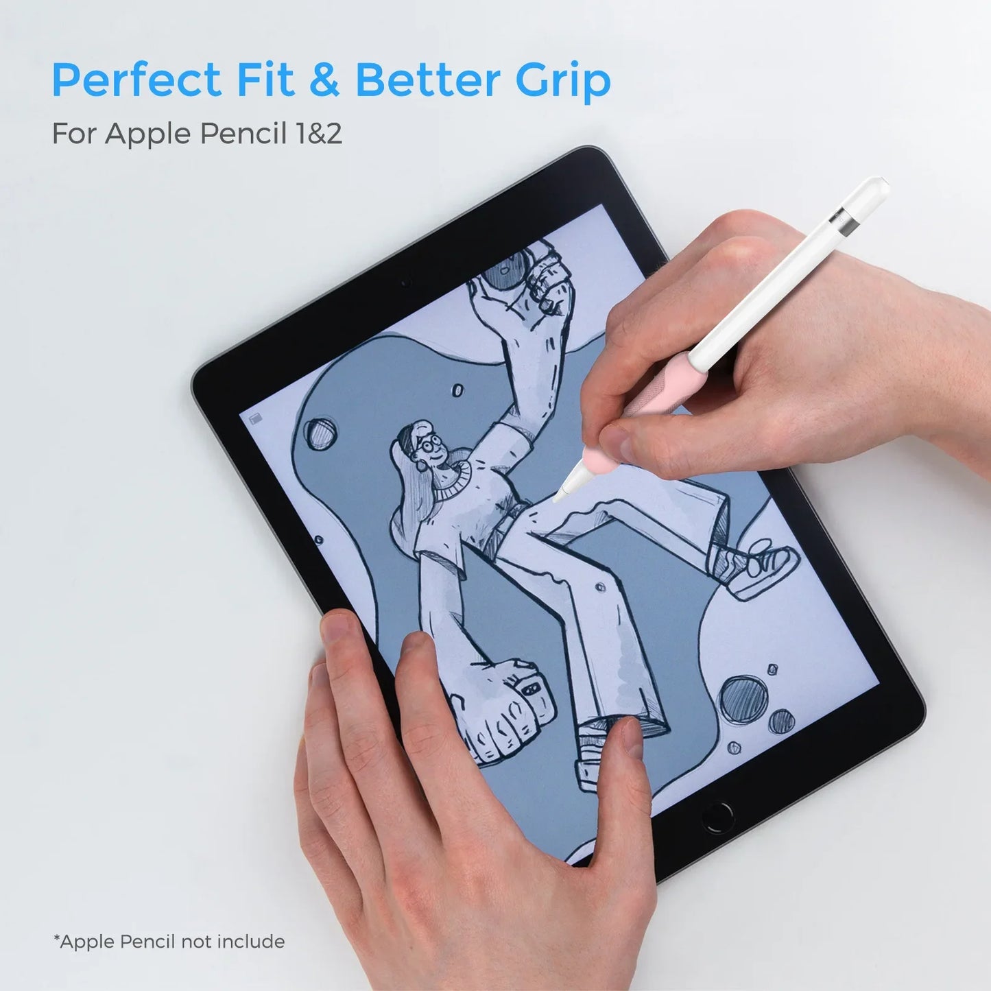 Soft Silicone Grip Sleeve for Apple Pencil 1/2/3 & Pencil Pro