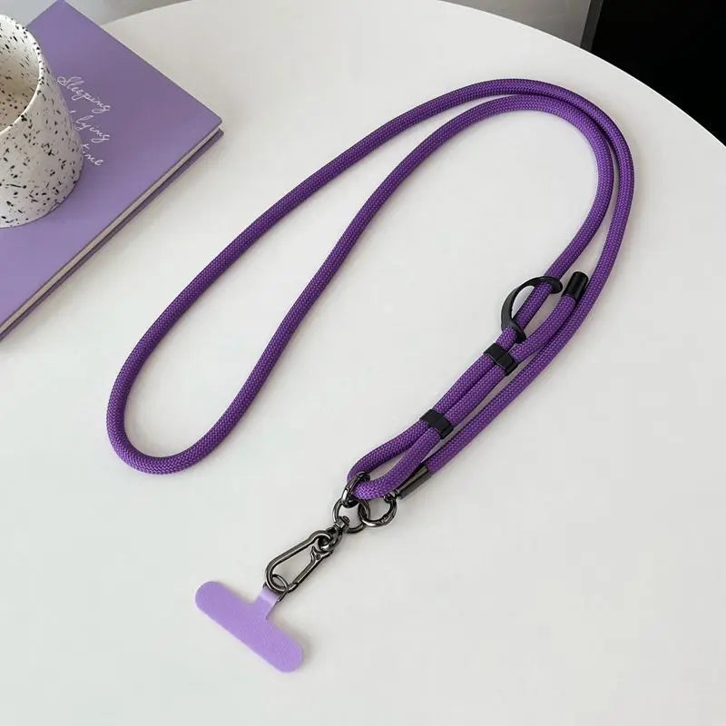 Purple Adjustable 150cm Crossbody Phone Lanyard Strap with Clip