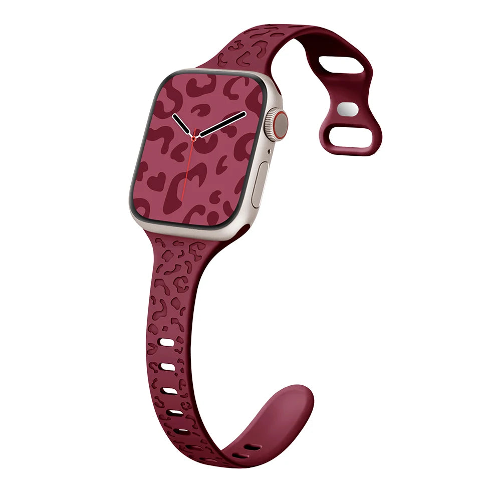 Engraved Slim Silicone Band for Apple Watch Series 9/8/7/6/SE/Ultra