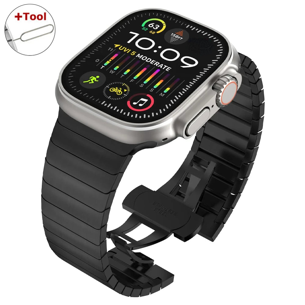 Ultra Titanium Stainless Steel Band for Apple Watch 10–4, 49mm–44mm