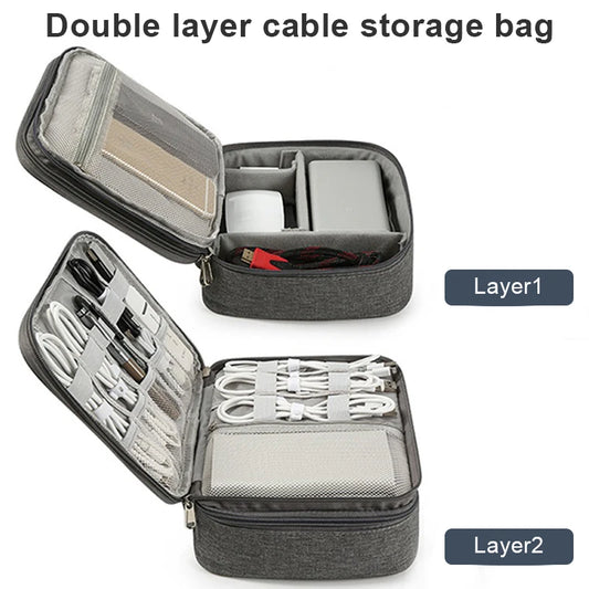 Waterproof Travel Cable Organizer Bag – USB Charger & Wire Storage Case
