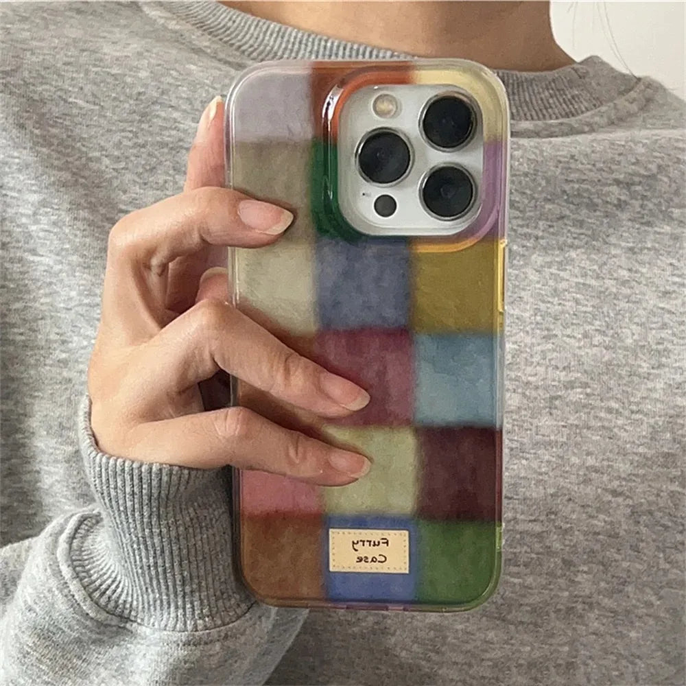 Vortex Grid Pattern Colorful Case for iPhone 16 15 14 13 12 11 SE