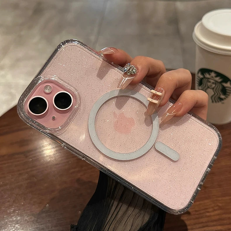 Bling MagSafe Glitter Case for iPhone 11–15 Pro Max – Clear Acrylic Cover