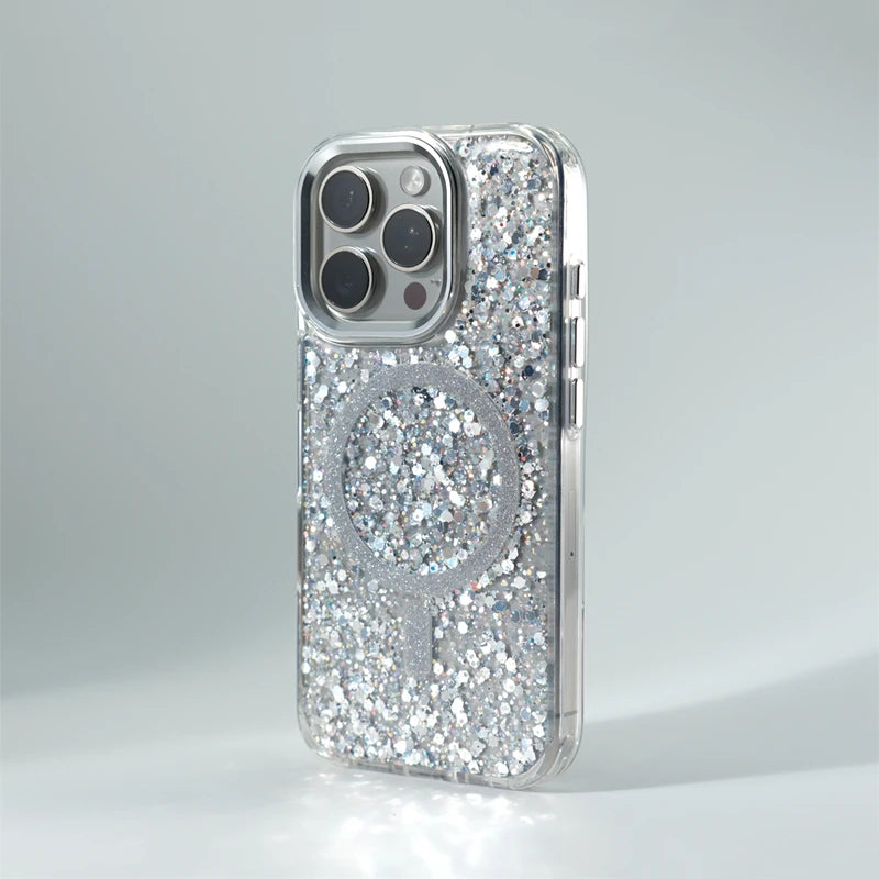 Glitter Foil MagSafe Case for iPhone 15/16 Pro Max – Shockproof Cover