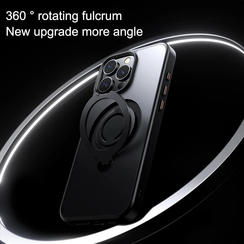 360° Rotating Magnetic Stand Silicone Ring Case for iPhone 12-16 Pro Max Plus