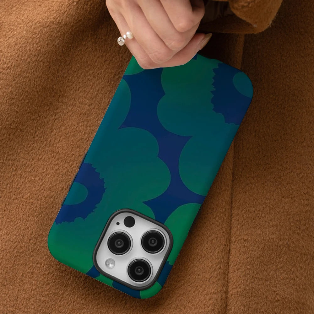 Green Gradient Floral Phone Case for iPhone 11–16 Pro Max – Soft Shell Cover