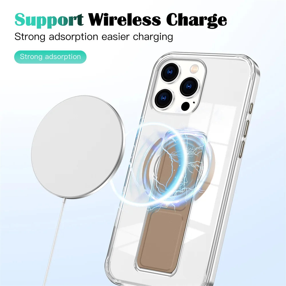 Luxury Folding Wristband Stand Magnetic Case for iPhone 12-16 Pro Max