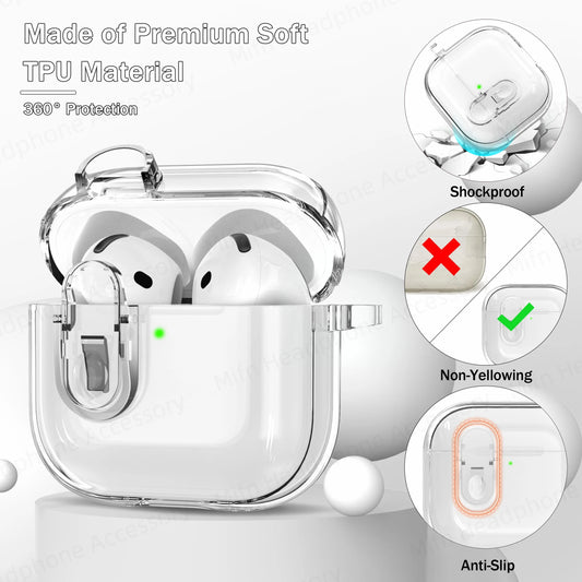 Electroplated Transparent Case for AirPods 4 – Shockproof Protective Cover