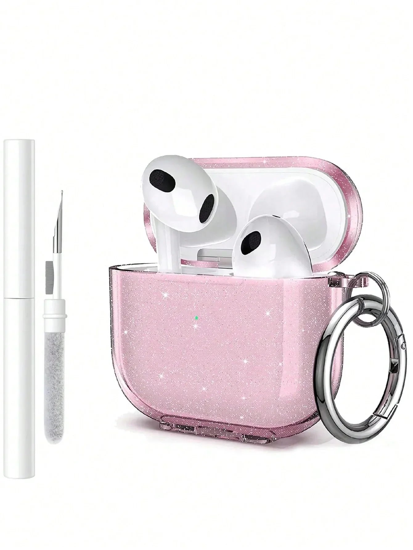 Clear Glitter Case for AirPods 1–4 & Pro 2 with Cleaning Kit