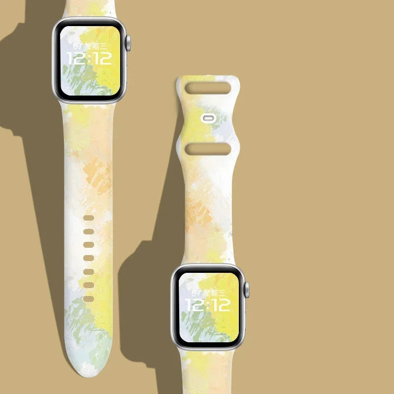 Black Unity Printed Silicone Band for Apple Watch (38–49 mm, Ultra 2, SE–9)