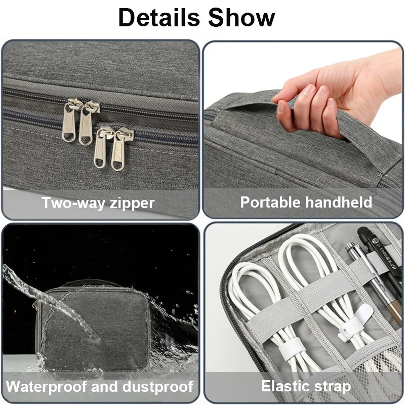 Waterproof Travel Cable Organizer Bag – USB Charger & Wire Storage Case
