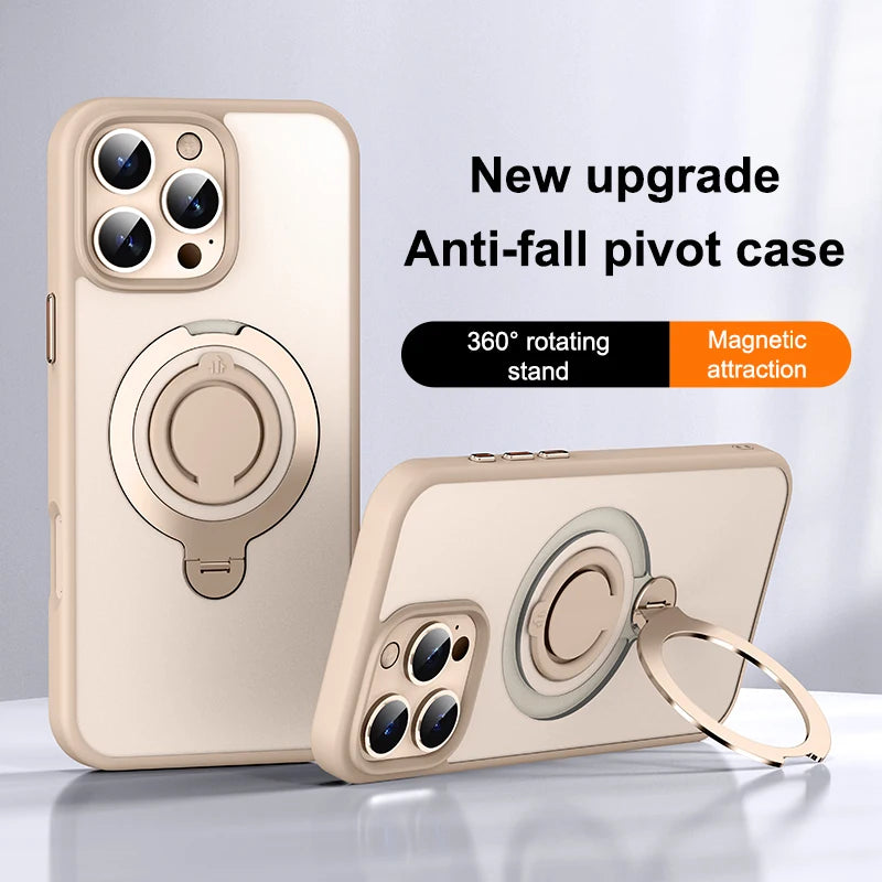 360° Rotating Magnetic Stand Silicone Ring Case for iPhone 12-16 Pro Max Plus