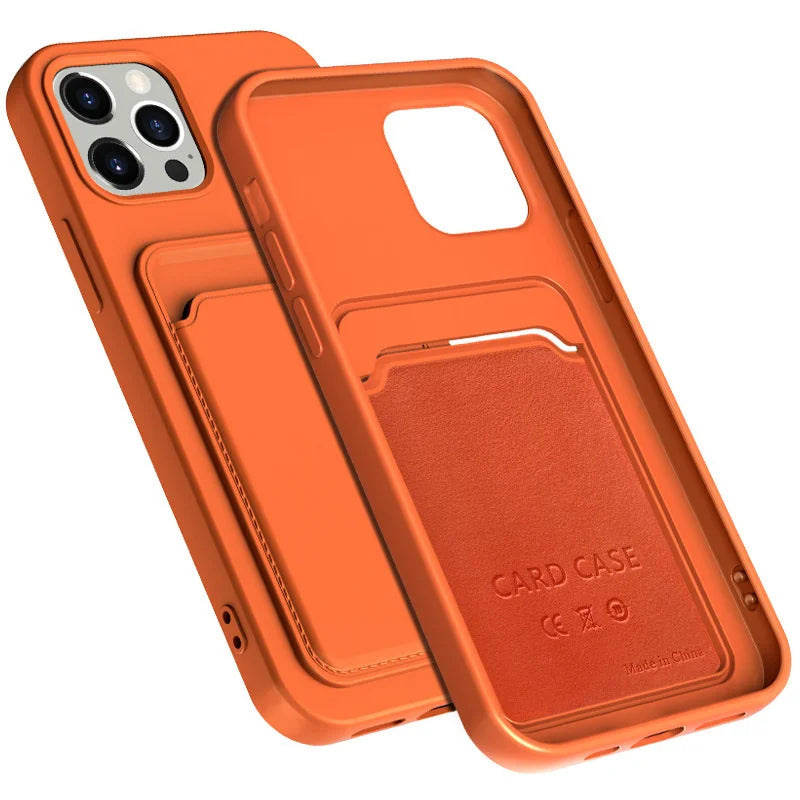 Frosted TPU Soft Phone Case with Card Pocket for iPhone 16 Pro Max / 15 Plus / 14 Mini