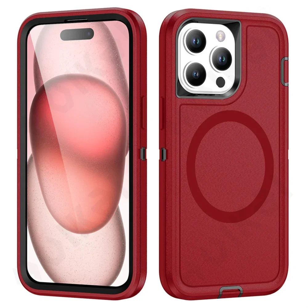 Rugged MagSafe Kickstand Case for iPhone 16 15 14 Pro Max Plus