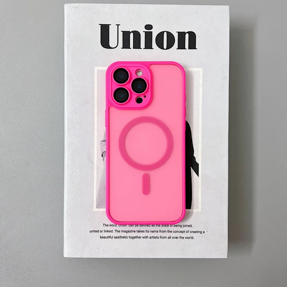 Magnetic Matte Translucent Armor Case for iPhone 15 14 Pro Max – MagSafe