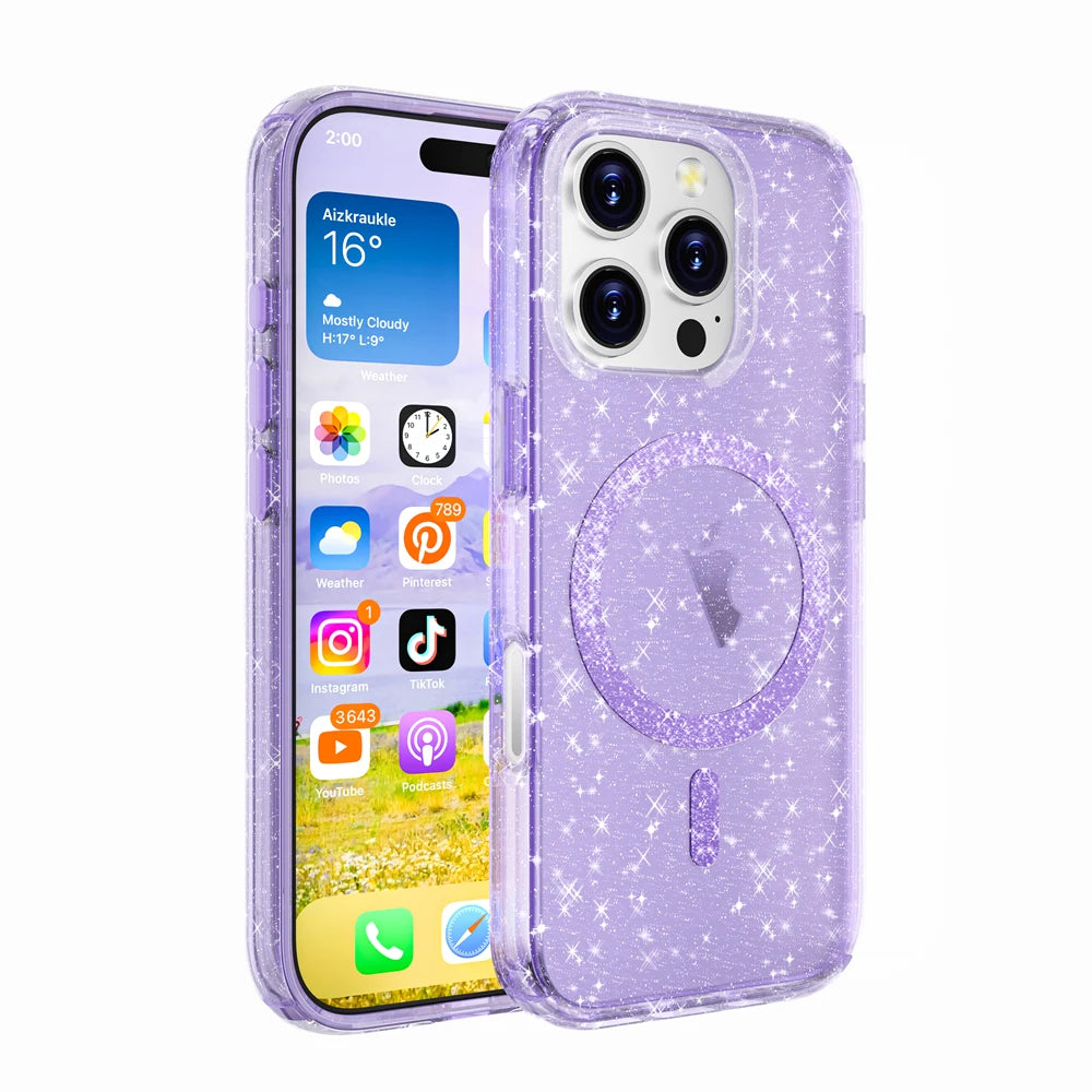 Shiny Candy Color Magnetic MagSafe Case for iPhone 16 15 14 13 12 Pro Max