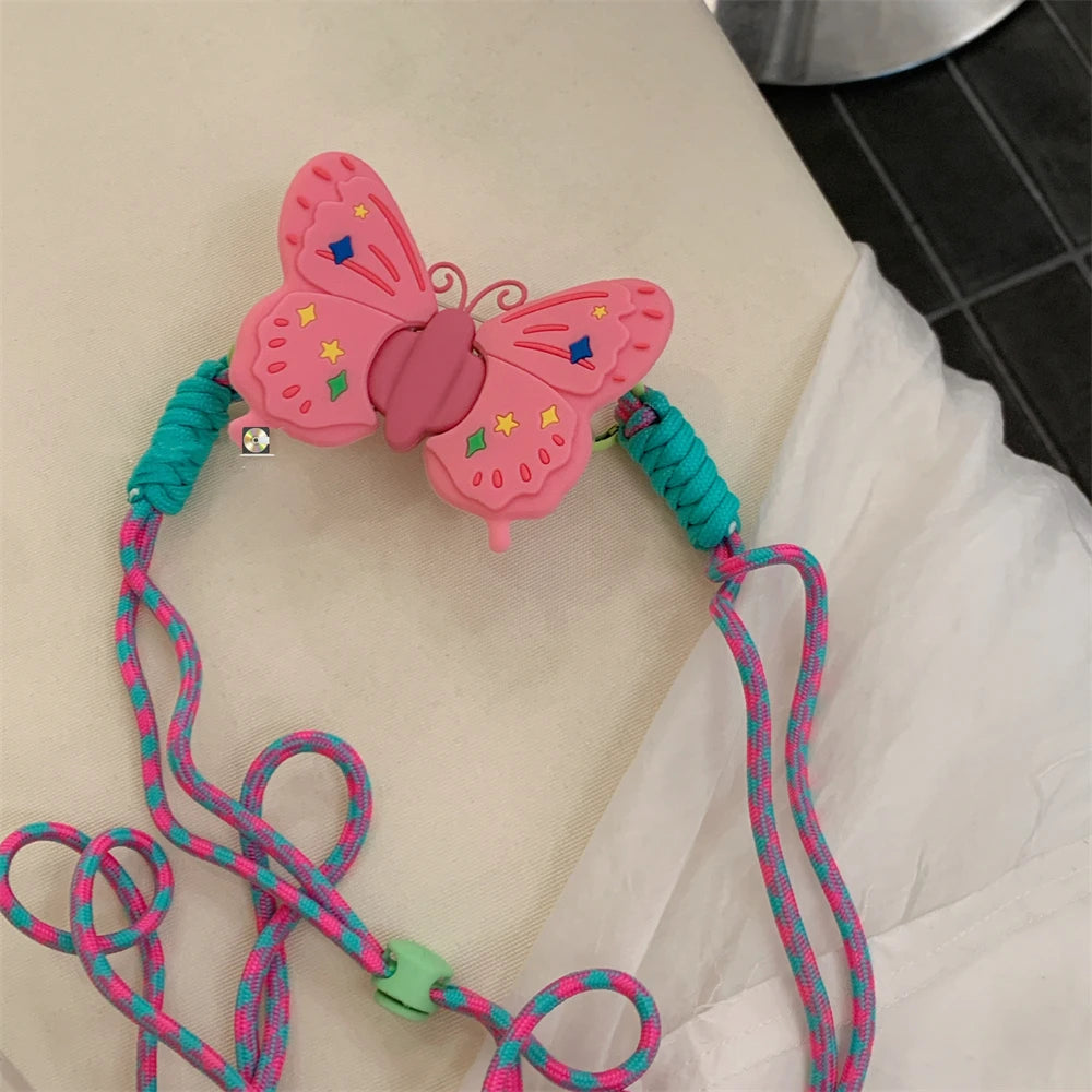 Y2K Butterfly Star Silicone Phone Lanyard Strap Bracelet for Girls