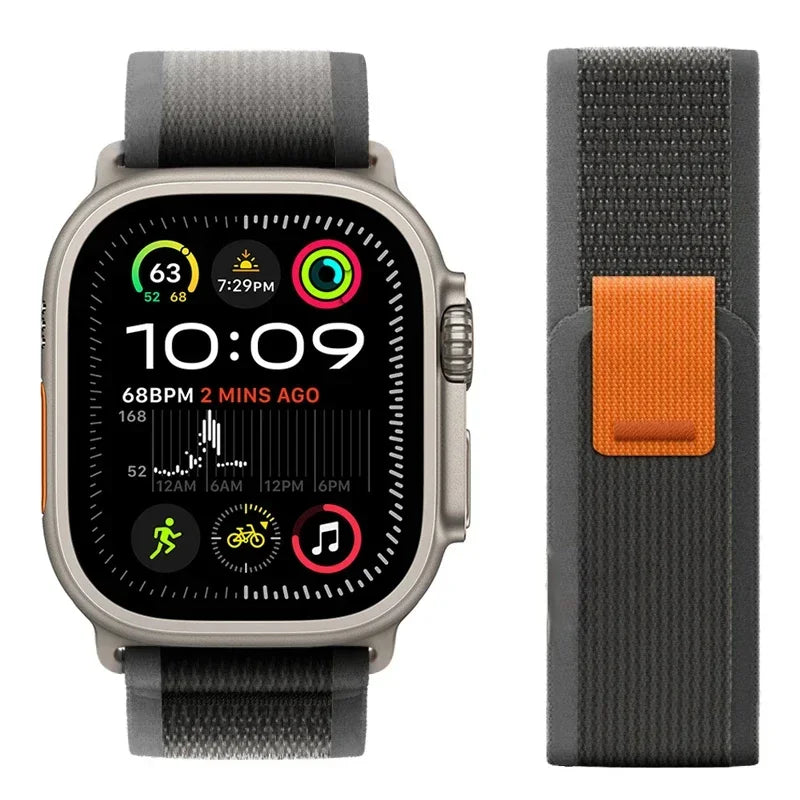 Trail Loop Strap for Apple Watch Ultra 2 and Series 10–6, Sizes 49–38mm