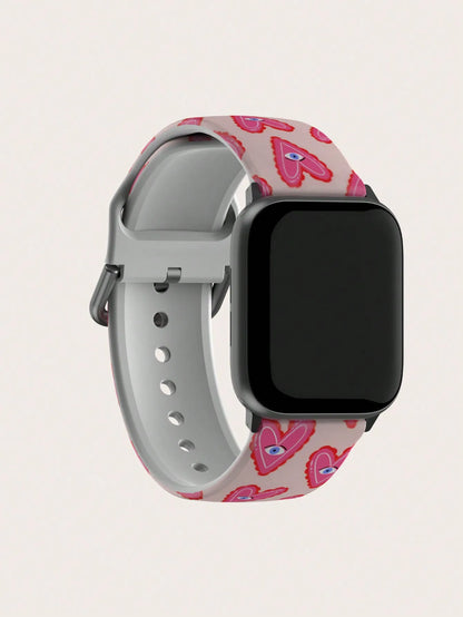Pink Heart Eyes Band for Apple Watch Ultra 3 & Series 11–3 | Cute Fun Strap