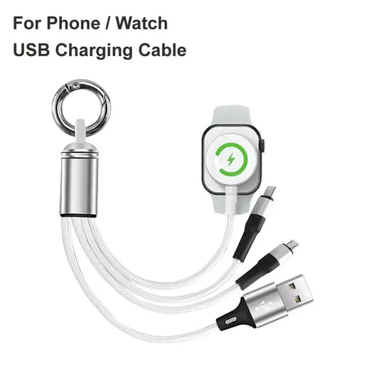3-in-1 Keychain Charging Cable for iPhone 15 & Apple Watch Ultra/SE/9/8/7