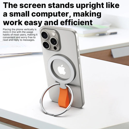 MagSafe Magnetic Ring Phone Holder with Silicone Cord & Kickstand for iPhone 12–15