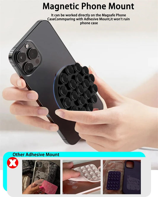 Magnetic Silicone Suction Cup Grip Holder for MagSafe iPhone 16
