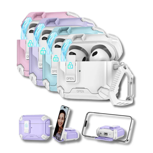 AirPods Pro Shockproof TPU Case with Phone Stand & Lock Clip for 2nd–4th Gen, Wireless