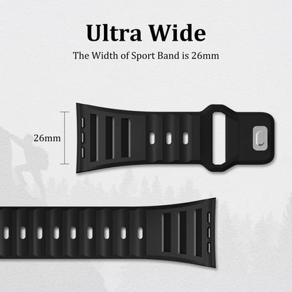 Sport Silicone Strap for Apple Watch Ultra & Series 9–4, Adjustable 42–49mm Wristband