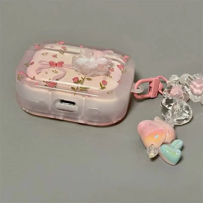 Girl’s Heart & Pink Flower AirPods Case for 4/3/2/1 Pro2 – Bluetooth Cover