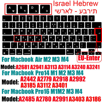 Keyboard Cover for MacBook Air/Pro M1 M2 M3 13.6" 14" 16" with Touch ID