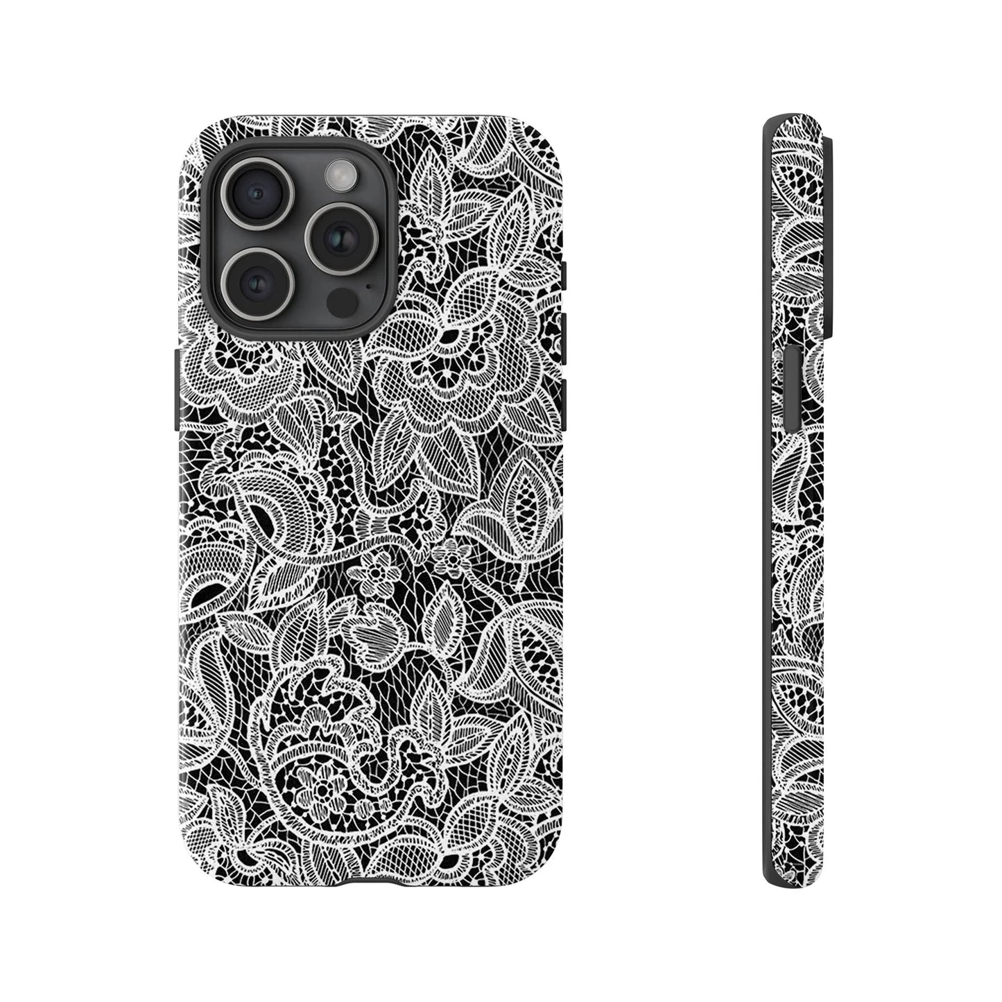 Pink Floral Lace Tough Case for iPhone 17 16 15 14 13 12 11 Pro Max Plus