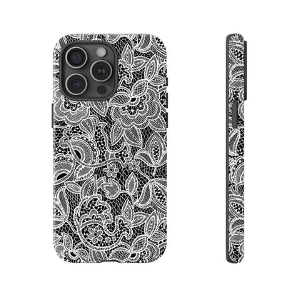Pink Floral Lace Tough Case for iPhone 17 16 15 14 13 12 11 Pro Max Plus