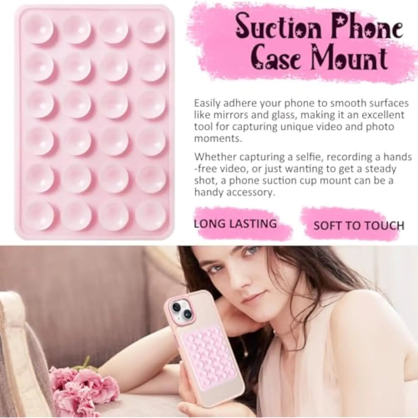 Eayburst Silicone Suction Phone Case Mount – 2-Pack Non-Slip Sticky Grip Holder