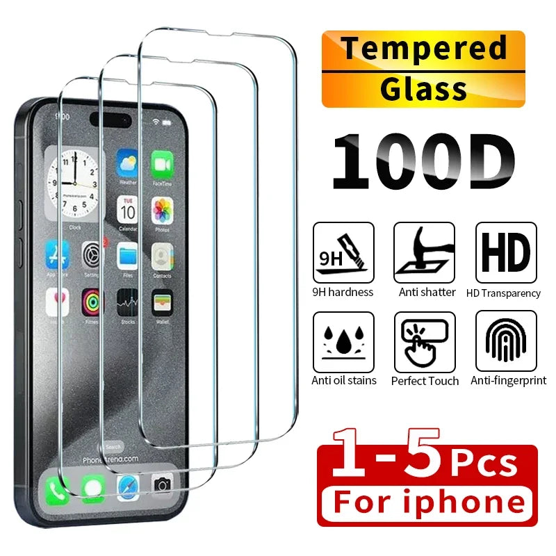 1–5PCS Tempered Glass for iPhone 16–6 | Full Screen Protective Glass Film