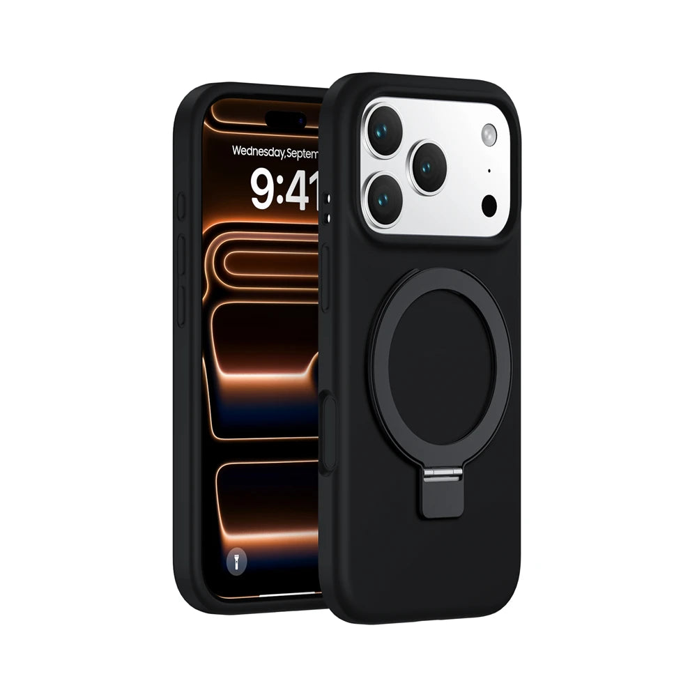 Magnetic Liquid Silicone Stand Case for iPhone 17 16 15 14 13 12 Pro Max Plus