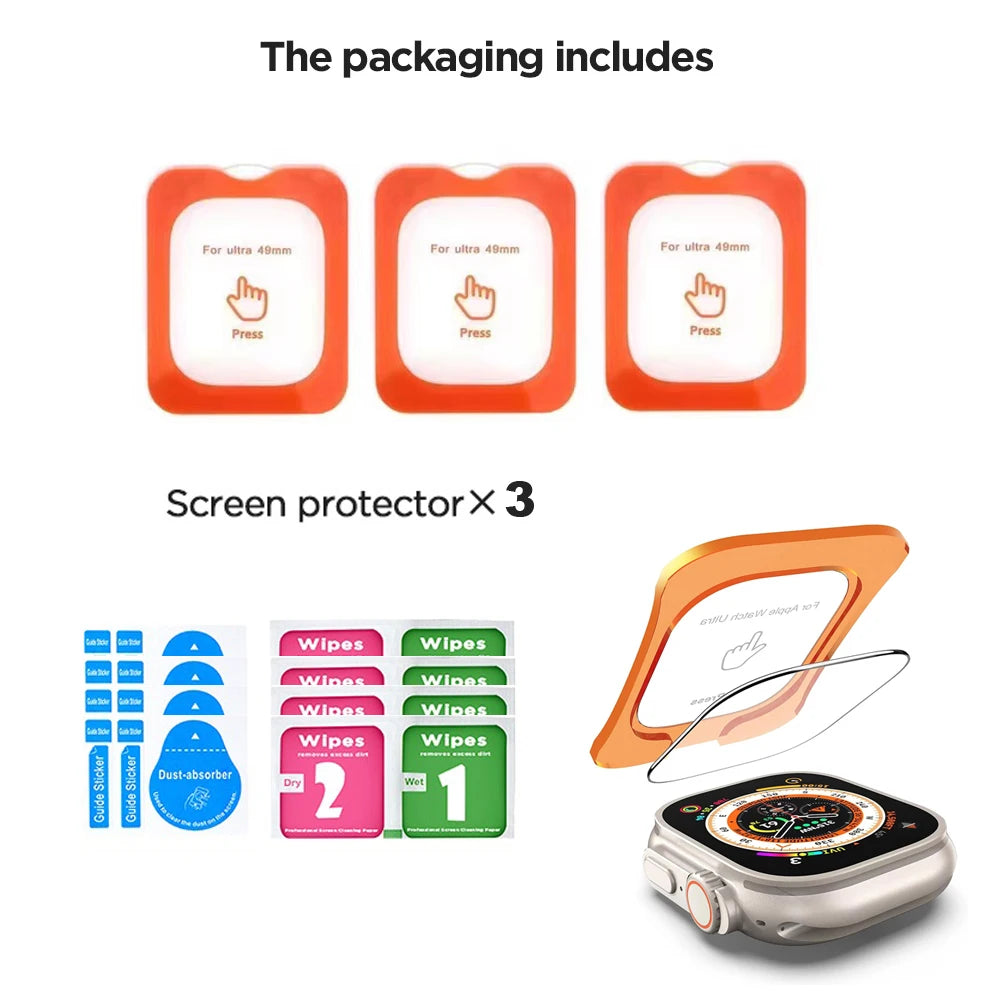 Tempered Glass for Apple Watch Ultra 1/2/3 49mm with Alignment Tool Protector