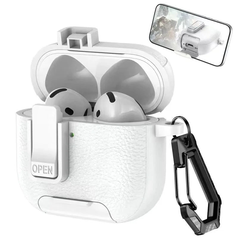 Shockproof Leather Protective Case with Bracket for AirPods Pro 2 & AirPods 4