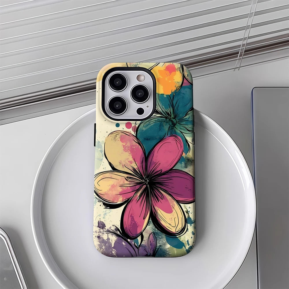 Vibrant Blooms Case for iPhone 17 16 15 14 13 12 11 Pro Max Plus Double-Layer