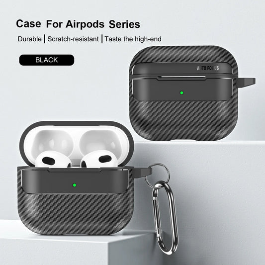 Waterproof Carbon Fiber Silicone Case for AirPods Pro 2 & 3 – Shockproof & Hook