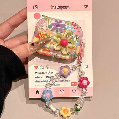 Flower TPU Protective Cover with Keychain for AirPods 1/2/3/4 & AirPods Pro