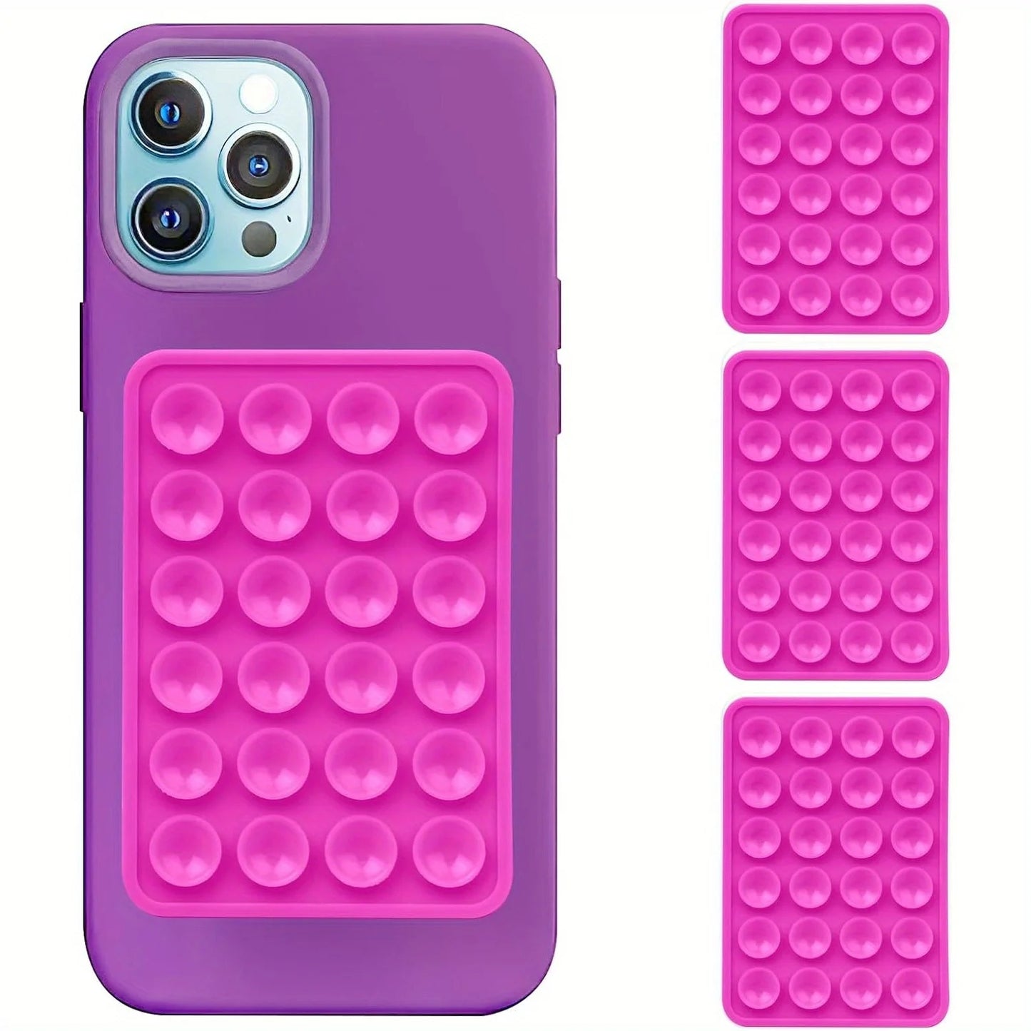 3-Pack Silicone Suction Phone Mount for iPhone Android Mirror Shower Hands-Free